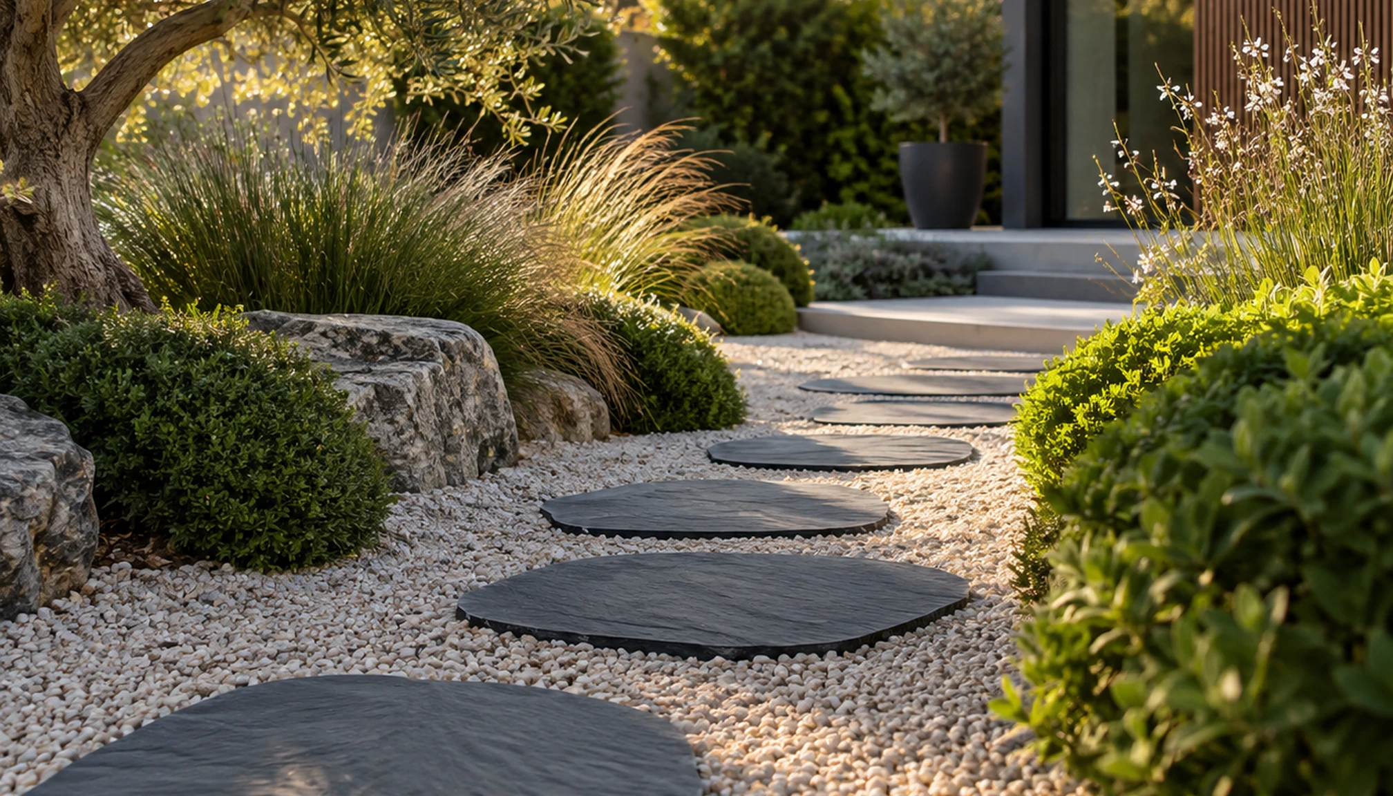 Vue d'ambiance pour Idée déco jardin avec ardoise